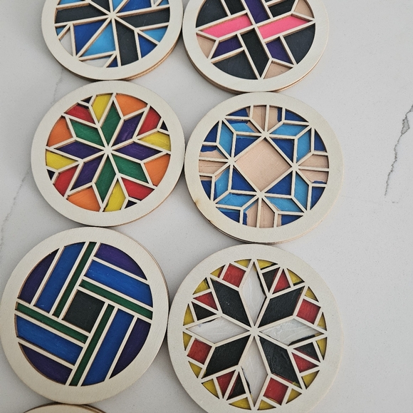 Colorful Geometric Coasters Set - Picture 2 of 6